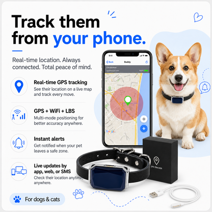 GPS Pet Tracker Collar for Lost Pet Location Tracking