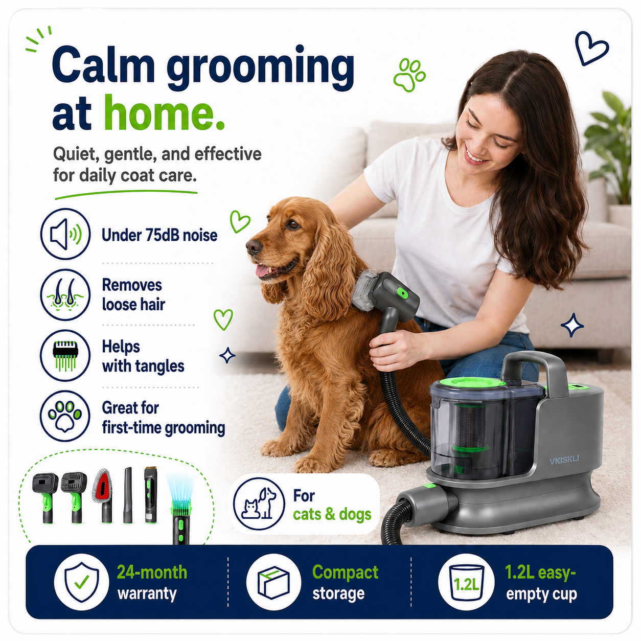 Daski Vkiskli Pet Clipper Grooming & Pet Grooming Vacuum Kit