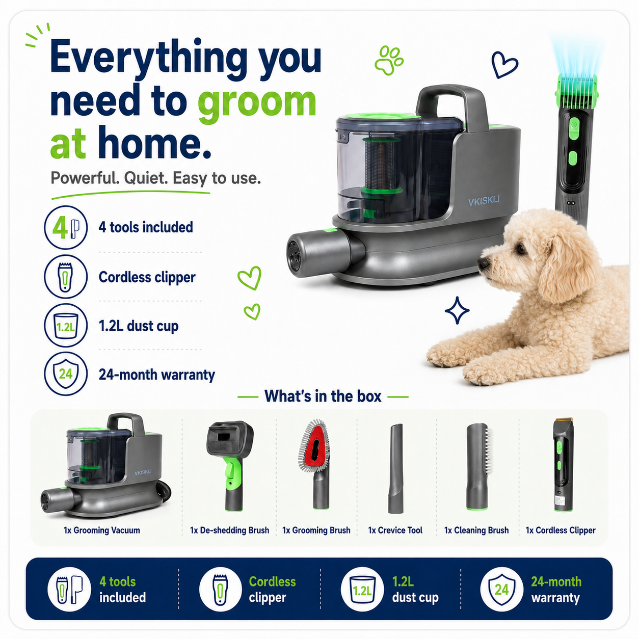 Daski Vkiskli Pet Clipper Grooming & Pet Grooming Vacuum Kit