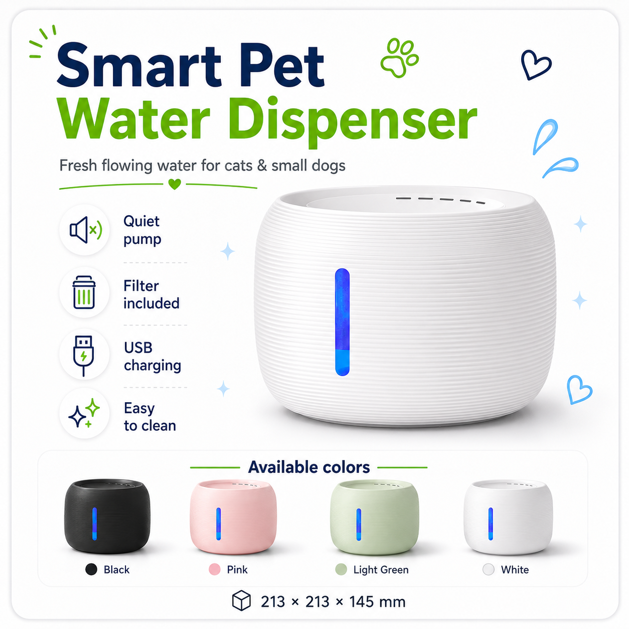 Automatic Cat and Dog Water Fountain - Smart Flowing Pet Water Dispenser
