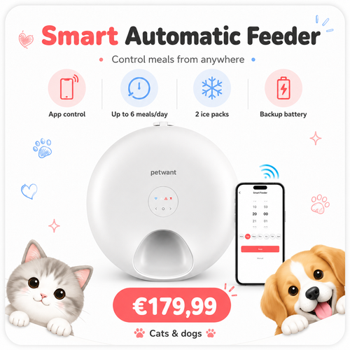 Smart WiFi 6-Meal Automatic Cat & Dog Feeder with App Control and Ice Packs